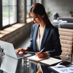 mulher anotando dicas de minha empresa no google